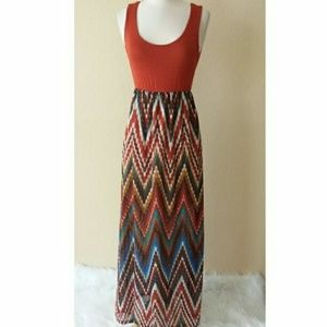 Chevron Print Maxi Dress